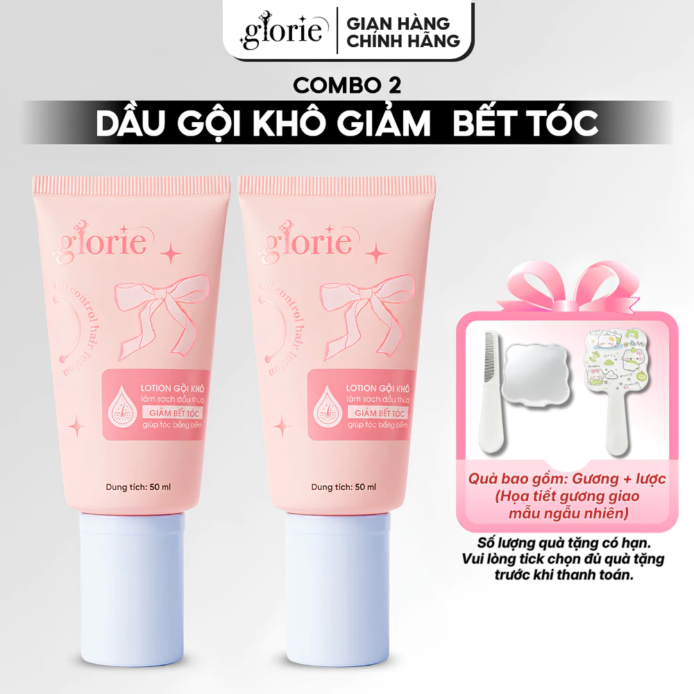 [TICK QUÀ TẶNG KÈM][COMBO 2] Lotion Gội Khô Kiềm Dầu Glorie 50ml Giảm Bết Tóc, Khử Mùi, Làm Tơi Phồng Tóc[COMBO 2] Lotio