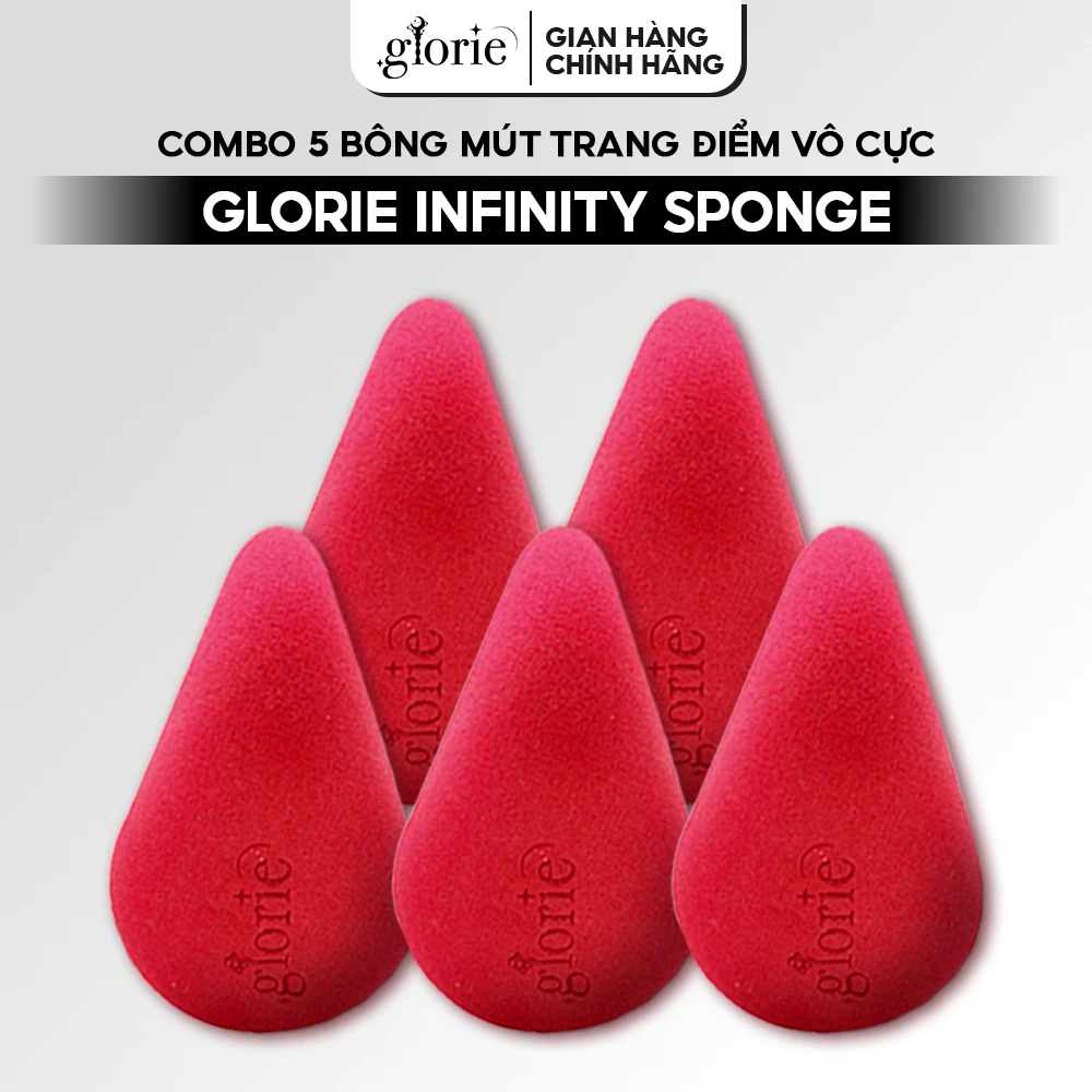 [COMBO] Bông Mút Trang Điểm Vô Cực Glorie Infinity Sponge - Màu Đỏ Mận Mới - Thiết Kế Công Thái Học Dễ Sử Dụng