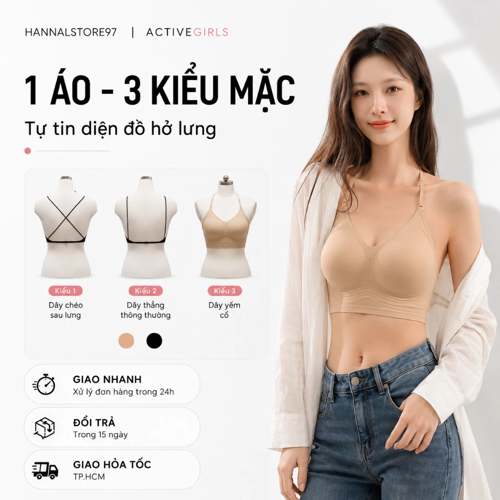 Áo ngực mút mỏng cho nữ áo lót không gọng thoải mái áo lót mặc 3 kiểu mềm mịn - Hannal Store 97