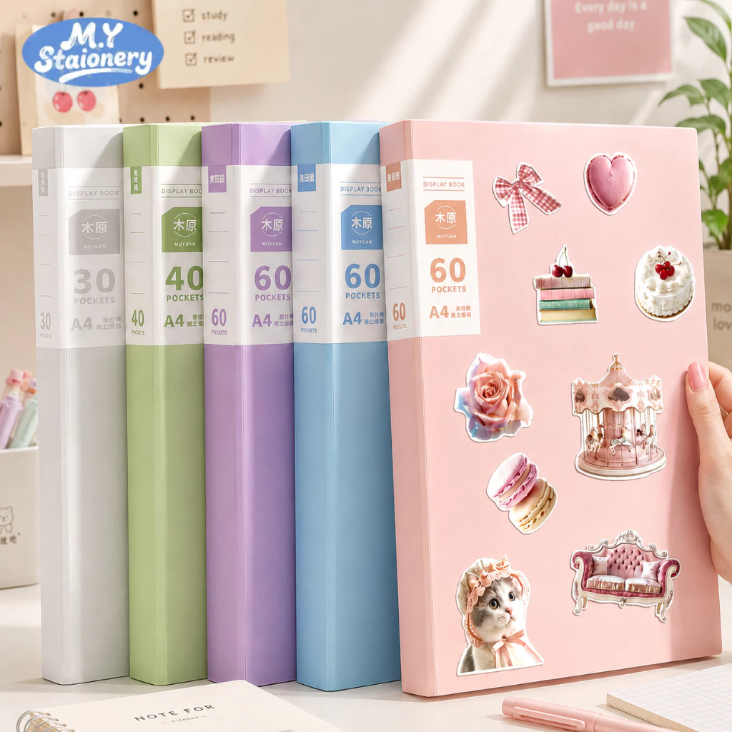 File Lá A4 30/40/60 Lá – Tệp Đựng Tài Liệu Nhiều Ngăn, Nhựa PP Dày Học Sinh Văn Phòng