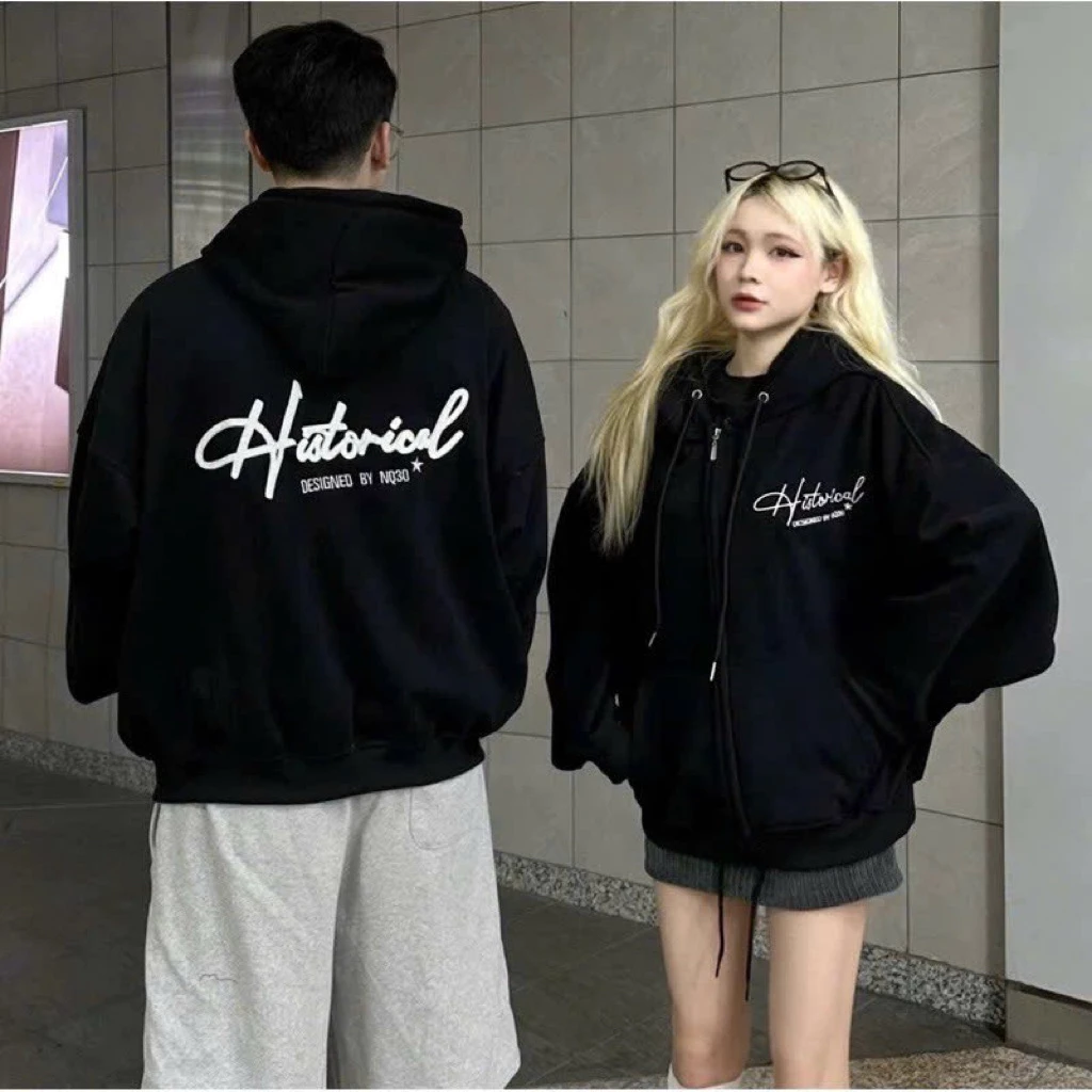 Áo Khoác Nỉ Hoodie 40 Zip COTTON Form Rộng Thêu Xù NQ30 HISTORICAL Siêu Hot 2026