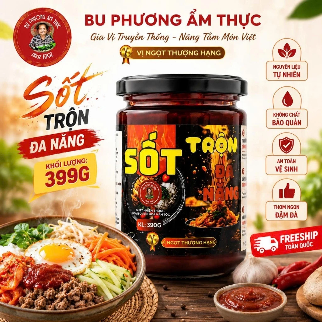 SỐT TRỘN ĐA NĂNG 399G BU PHƯƠNG ẨM THỰC – CHUẨN VỊ CƠM TRỘN HÀN QUỐC, MỲ TRỘN, GỎI HẢI SẢN