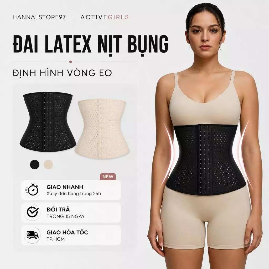 Đai Nịt Bụng Latex Sau Sinh THÔNG HƠI Không Lộ Viền - Đai Nịt Bụng Latex  Siết Eo - Hannal Store 97- LT02