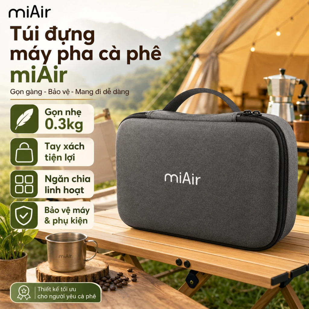 Túi Đựng Máy Pha Cà Phê Cầm Tay miAir, Có Quai Xách, Tự Chia Ngăn Gọn Gàng