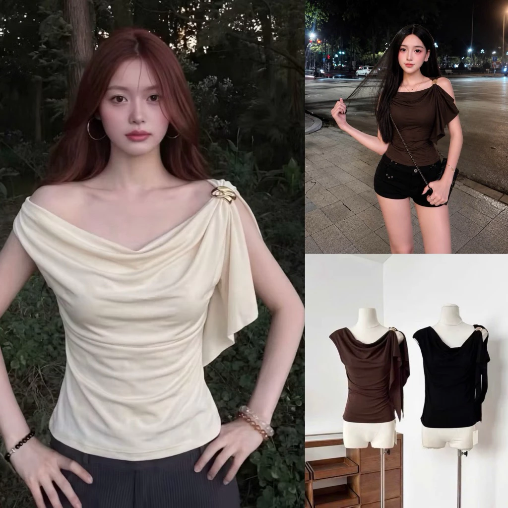 Áo Thun Nữ Thiết Kế Sang Trọng Phối Tag Xẻ Tà_62