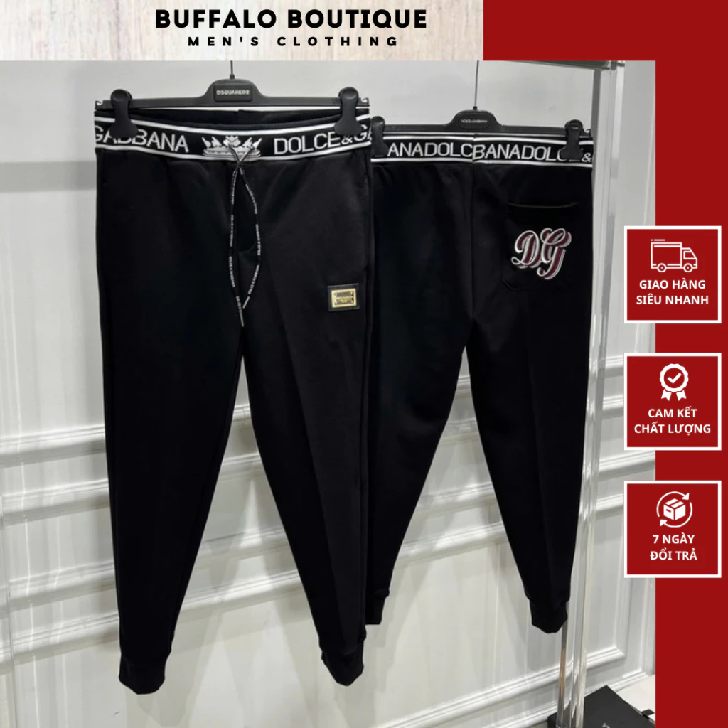 Quần Jogger Nam Đôn Chê Dệt Logo Vương Miệng Cạp Quần Siêu Chất - Quần Dài Jogger Nam Nữ Đính Tag Siêu Đẹp