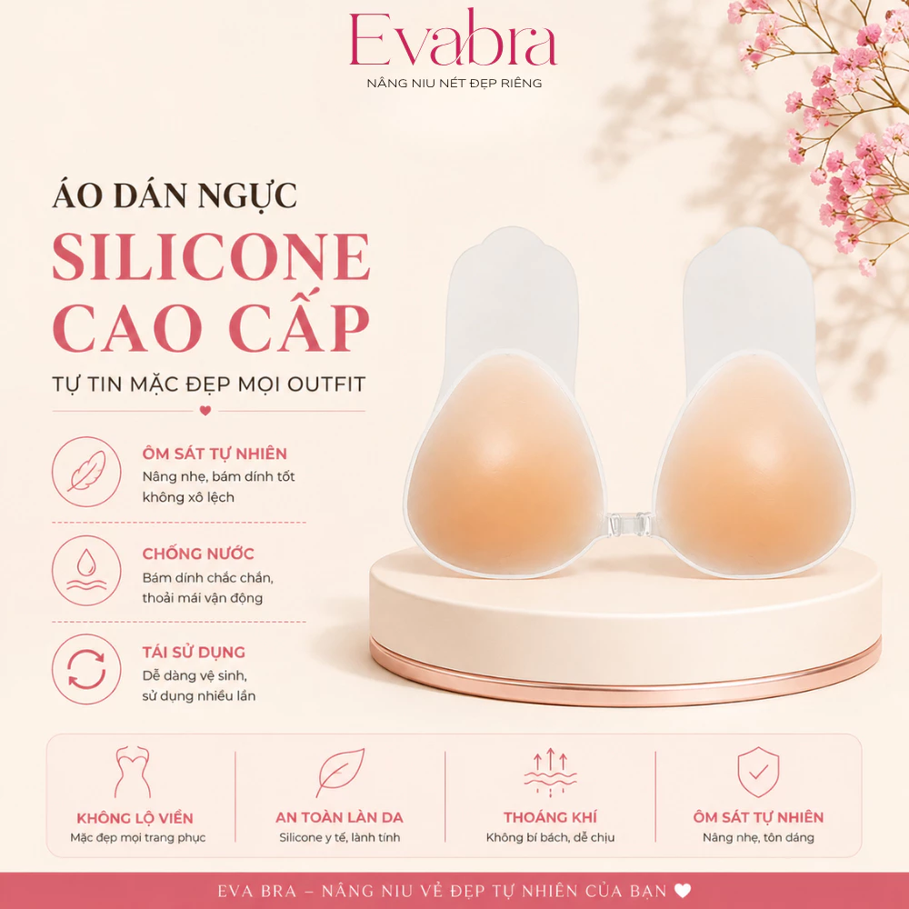 Miếng Dán Ngực Eva Bra Cài Trước Dán Không Tuột Có Miếng Kéo Nâng Ngực (2 miếng) - D7.5