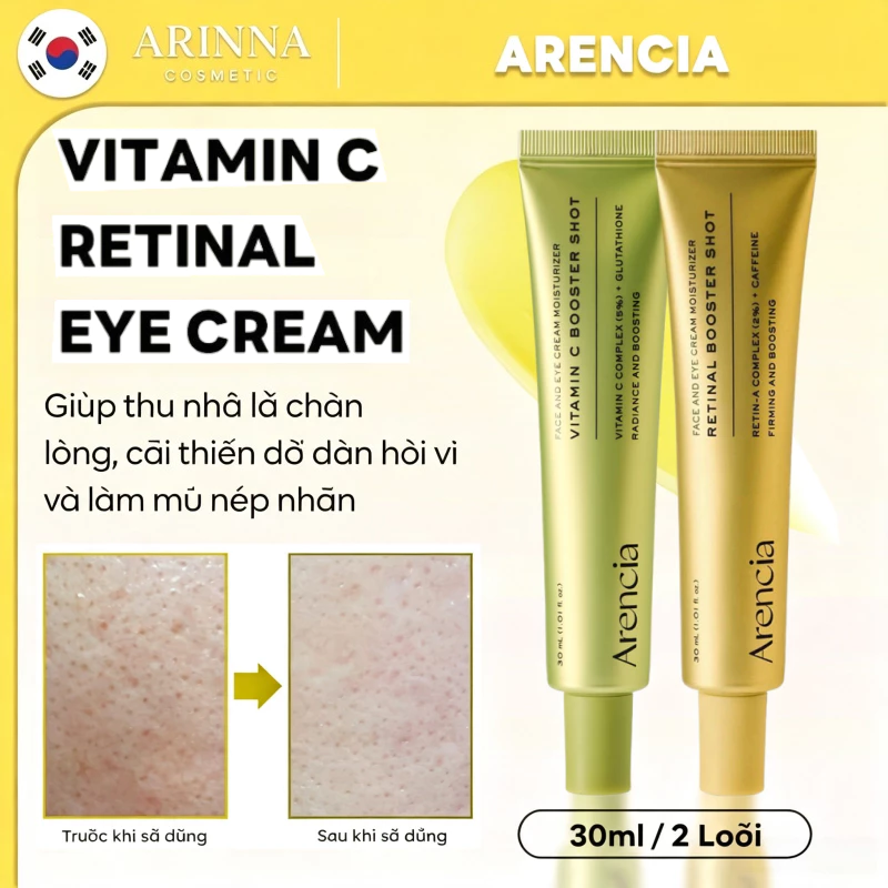 ARENCIA Vitamin C + Retinal Booster Shot 30ml | Lão Hoá Mờ Nếp Nhăn Cấp Ẩm Làm Đều Màu Da Chống Oxy Hóa