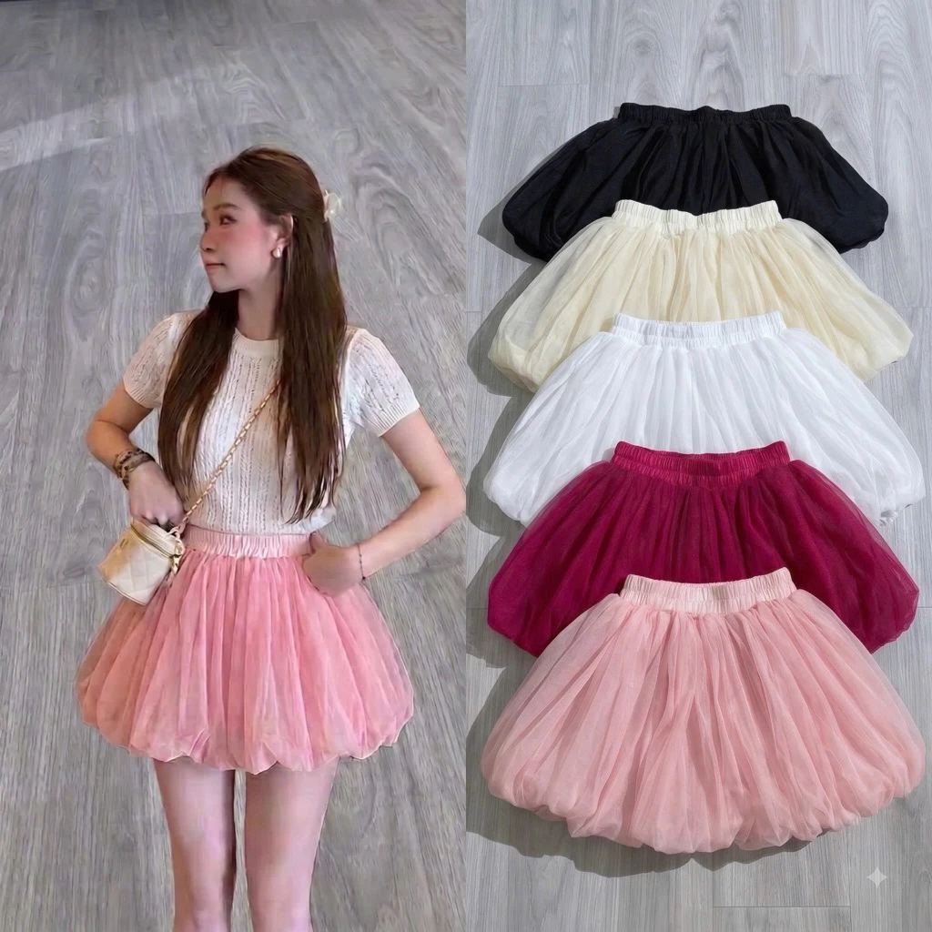 [Mã GIAM50K] Chân Váy Bí Tơ Phồng Xoè Dáng Xoè Nhún Bồng Dễ Thương Tôn Dáng - Chân Váy Ngắn Nữ Lưng Cung Có Lót Trong