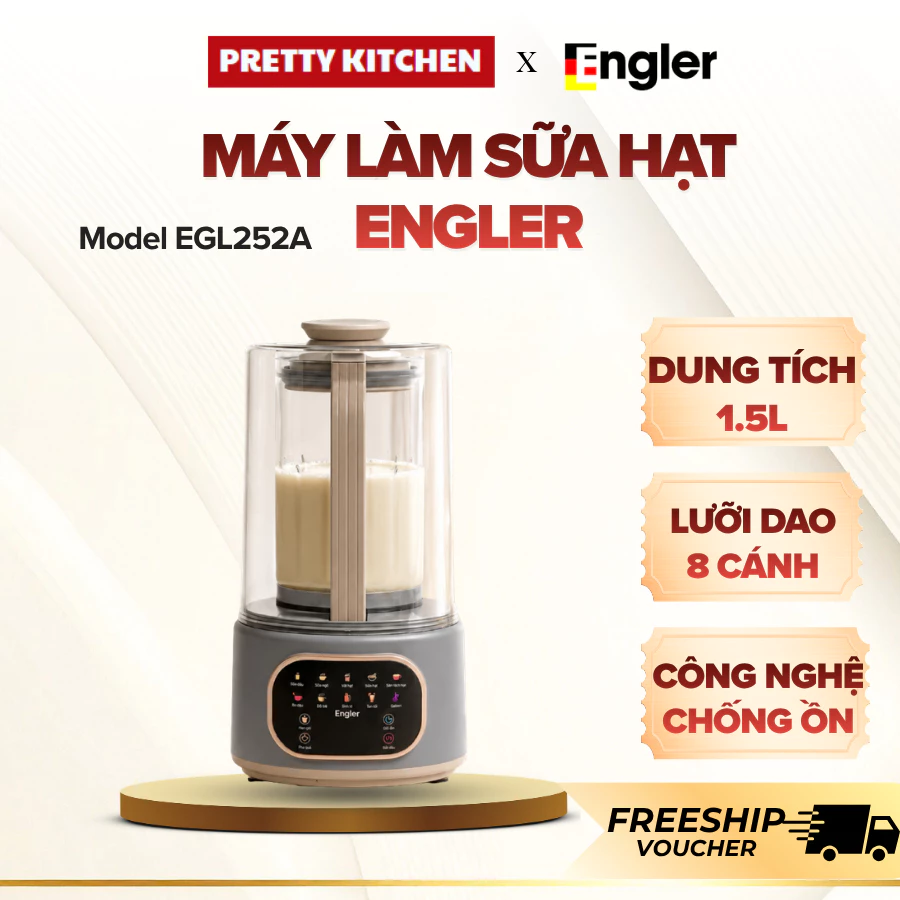 Máy Làm Sữa Hạt Engler 1.5L, Thiết Kế Sang Trọng Bền Bỉ Chống Ồn Hiệu Quả - Pretty Kitchenn