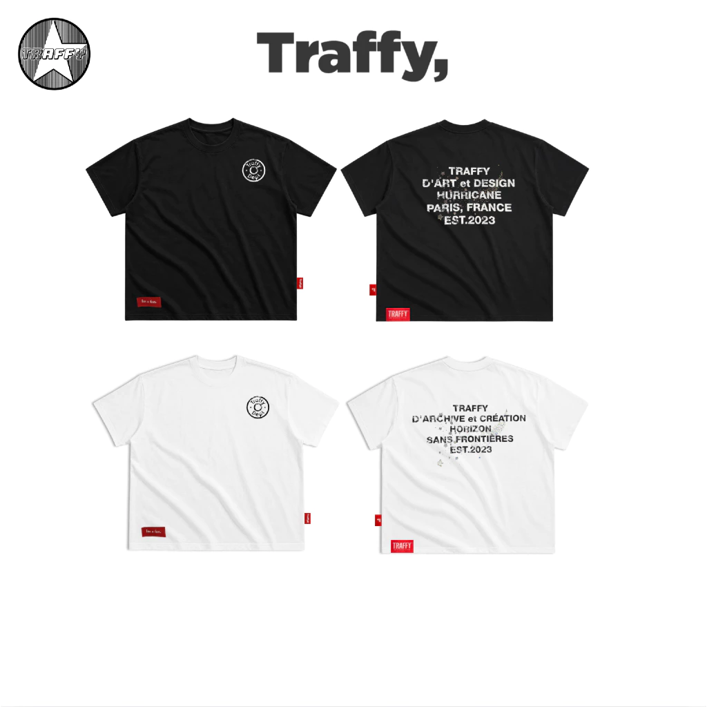 [MỞ BÁN] Áo Thun TRAFFY "D'ART et DESIGN" Đính Đá Lấp Lánh Form REGULAR Cotton 2 Chiều Unisex