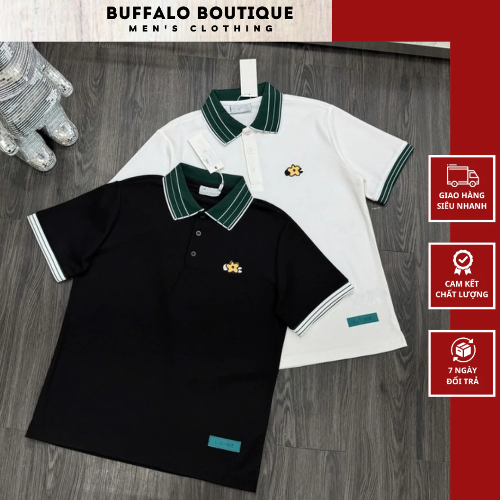 Áo Polo Nam Lá Lốt Phối Bo Cổ Xanh Lá Siêu Đẹp - Polo Nam Nữ Lá Lốt In Logo Vạt Áo Siêu Chất