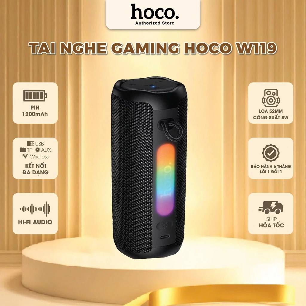 Loa Hoco HC50 Không Dây 8W Âm Thanh Mạnh, Bluetooth V6.0, Thời Gian Dùng 6 Giờ, Hỗ Trợ FM, TWS, Giải Trí Mọi Nơi