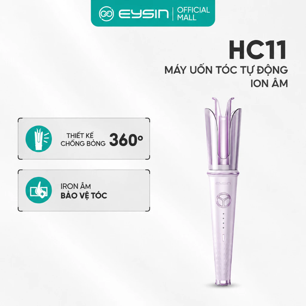 [V] Máy Uốn Tóc Tự Động EYSIN HC11, 4 Mức Nhiệt, 1000W Ion Âm, Nhựa chống bỏng