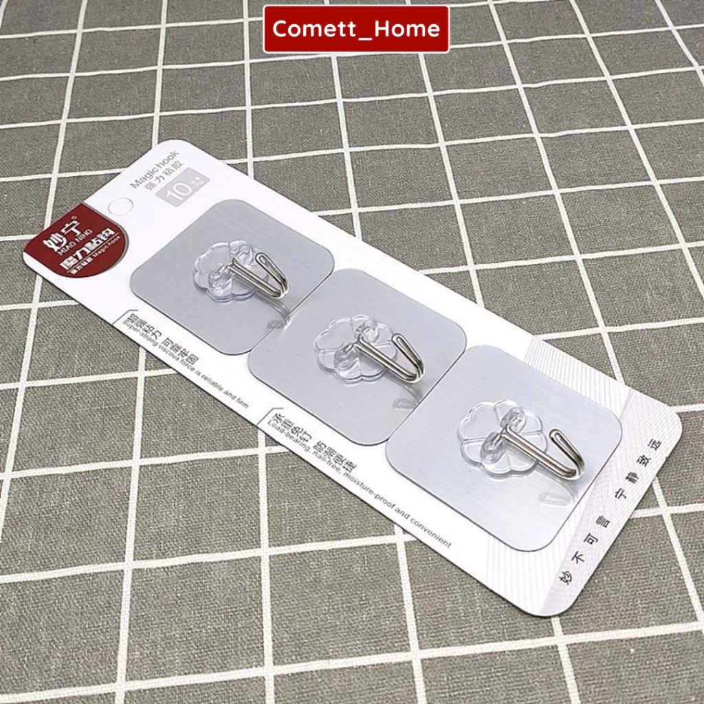 COMBO 3 Móc Dán Tường Nhẵn Chất Lượng Cao - Vỉ Móc Siêu Dính Treo Đồ Chịu Lực Lên Đến 10KG