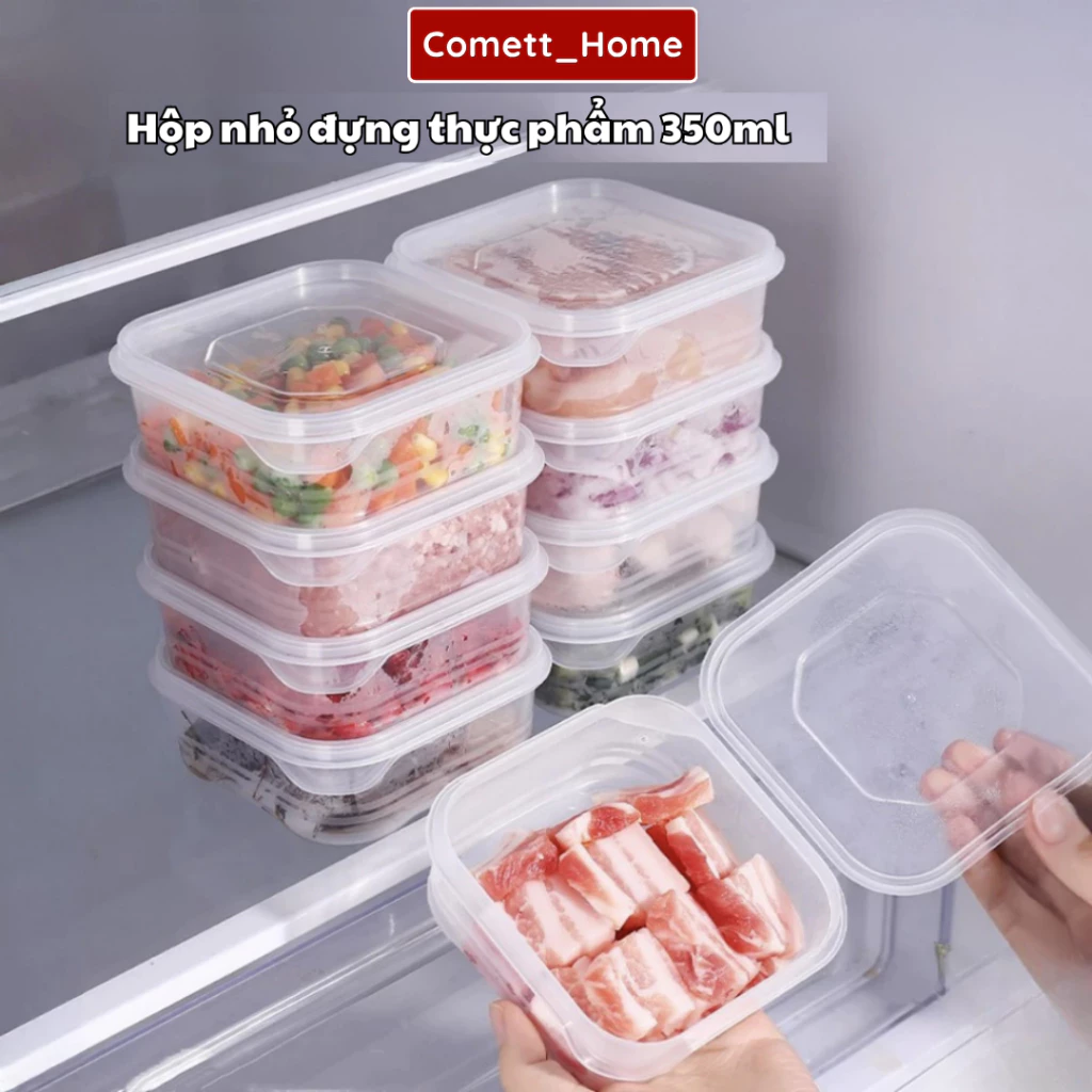 Hộp Bảo Quản Thực Phẩm 350ML Có Nắp Đậy - Combo 10 Hộp Nhựa Đựng Thực Phẩm Bảo Quản Đồ Ăn Thị Cá Tủ Lạnh