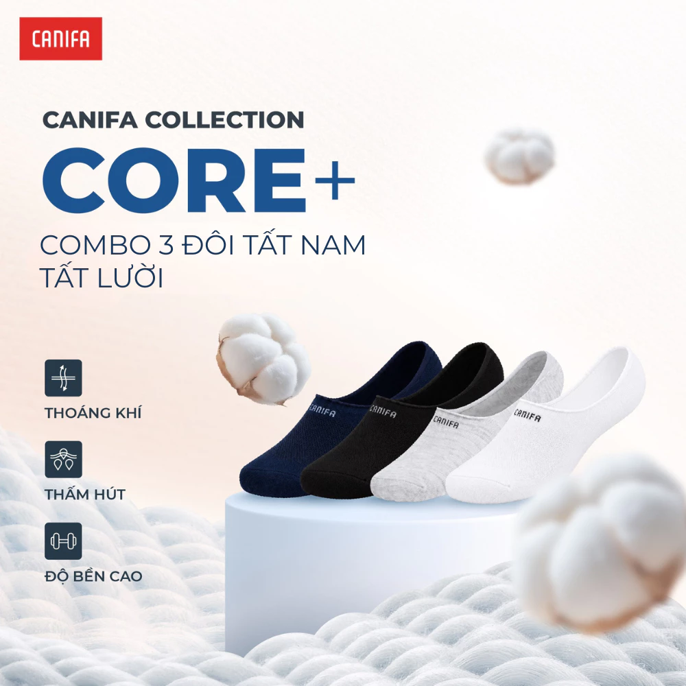 Combo 3 đôi tất lười nam CANIFA ôm chân Anti Bac 8AX26A003
