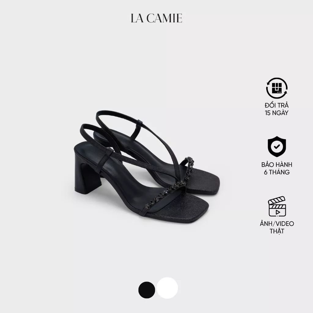 Sandal cao gót 7cm chất liệu Si kim tuyến thiết kế trẻ trung hiện đại thương hiệu La Camie SD6LB0515