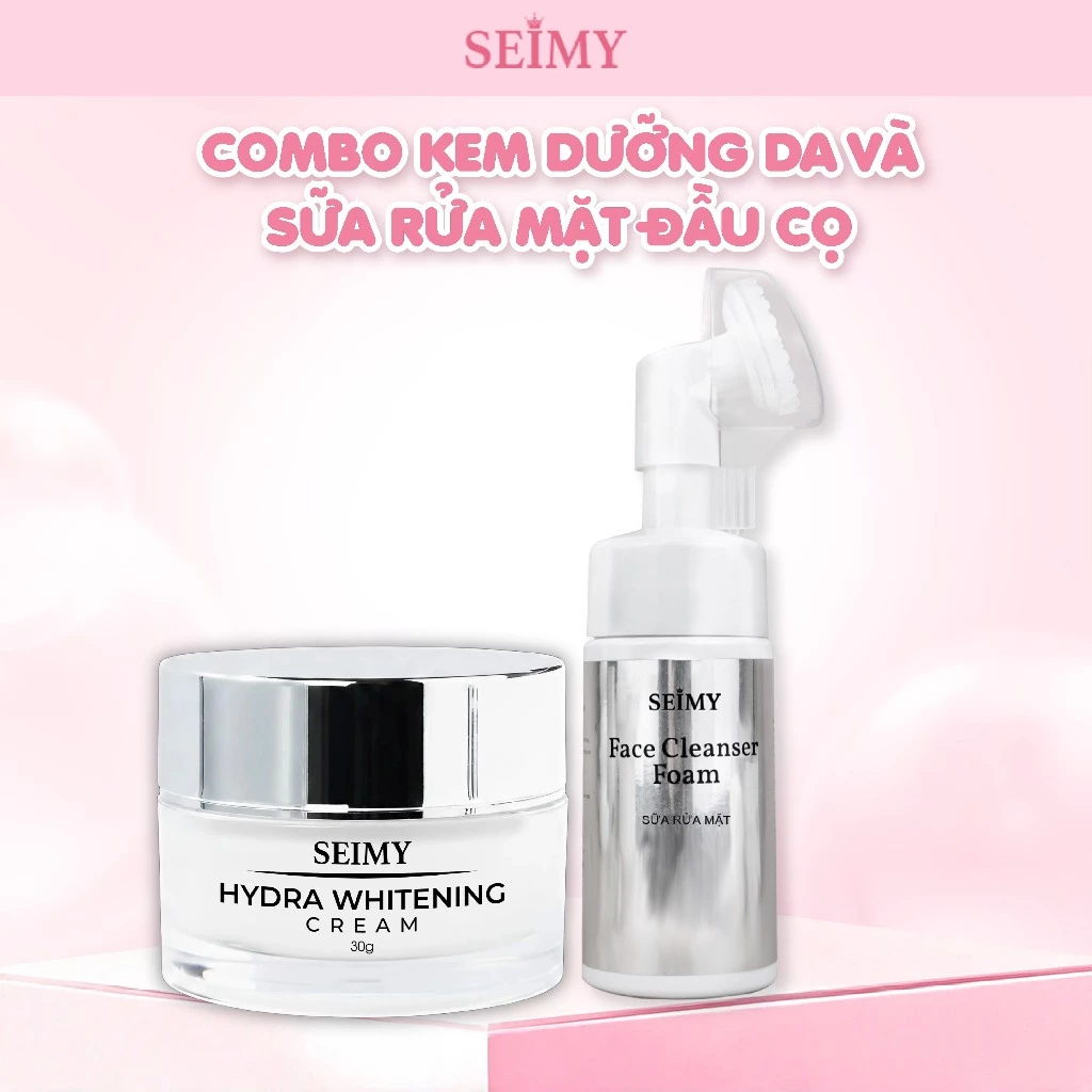 Combo Kem Dưỡng Da 30g và Sữa Rửa Mặt Đầu Cọ Seimy