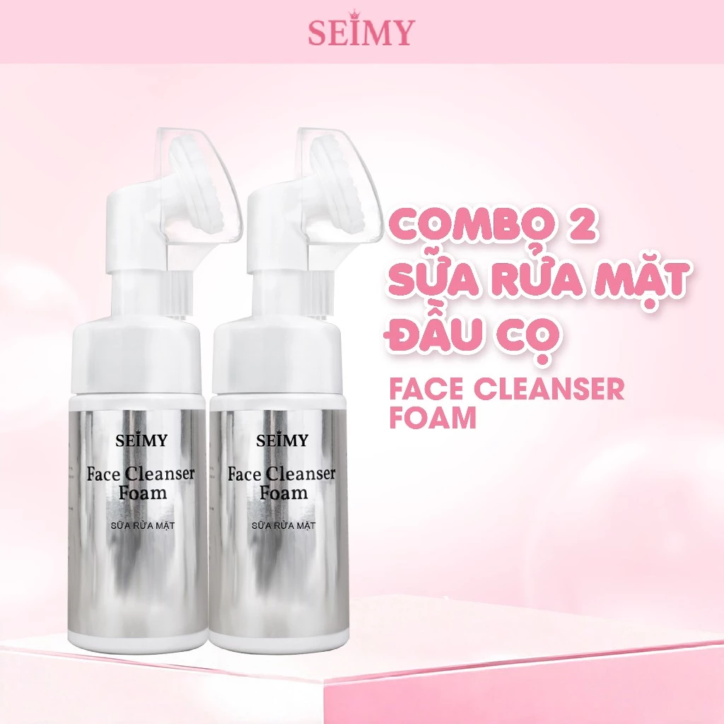 Combo 2 Chai Sữa rửa mặt đầu cọ tạo bọt Seimy - Face Cleanser Foam