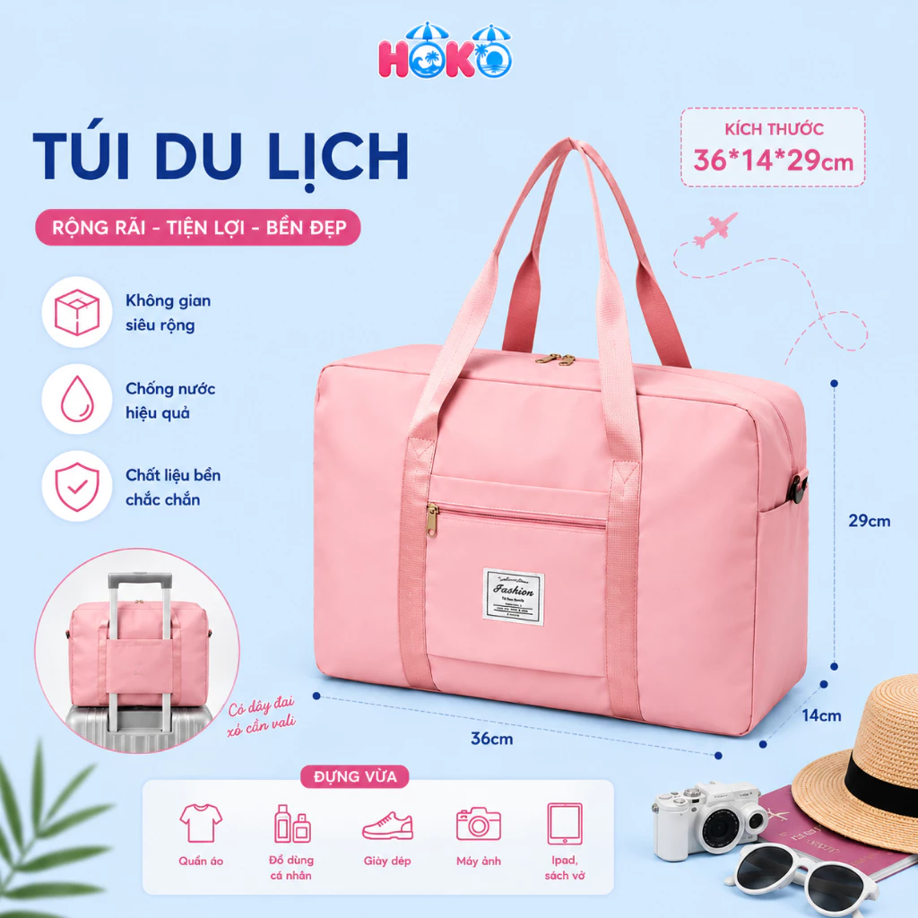 Túi du lịch gấp gọn 1 tầng cỡ lớn chống nước xách tay dành cho nam, nữ đựng đồ, quần áo đa năng tiện dụng