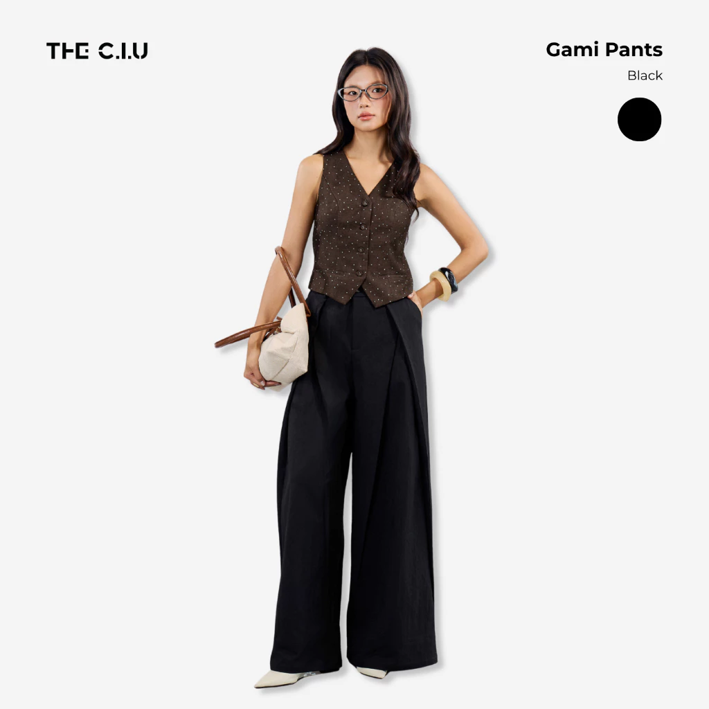 Quần tây ống rộng nữ THE C.I.U, quần vải suông dài cạp cao dáng basic - Gami Pants - MN13