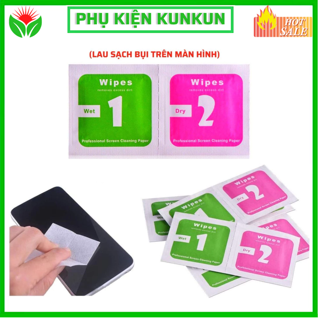 [QUÀ TẶNG GIẤY LAU] Khăn lau 1 và 2 mếng lau vệ sinh màn hình điện thoại - Vip 2T7