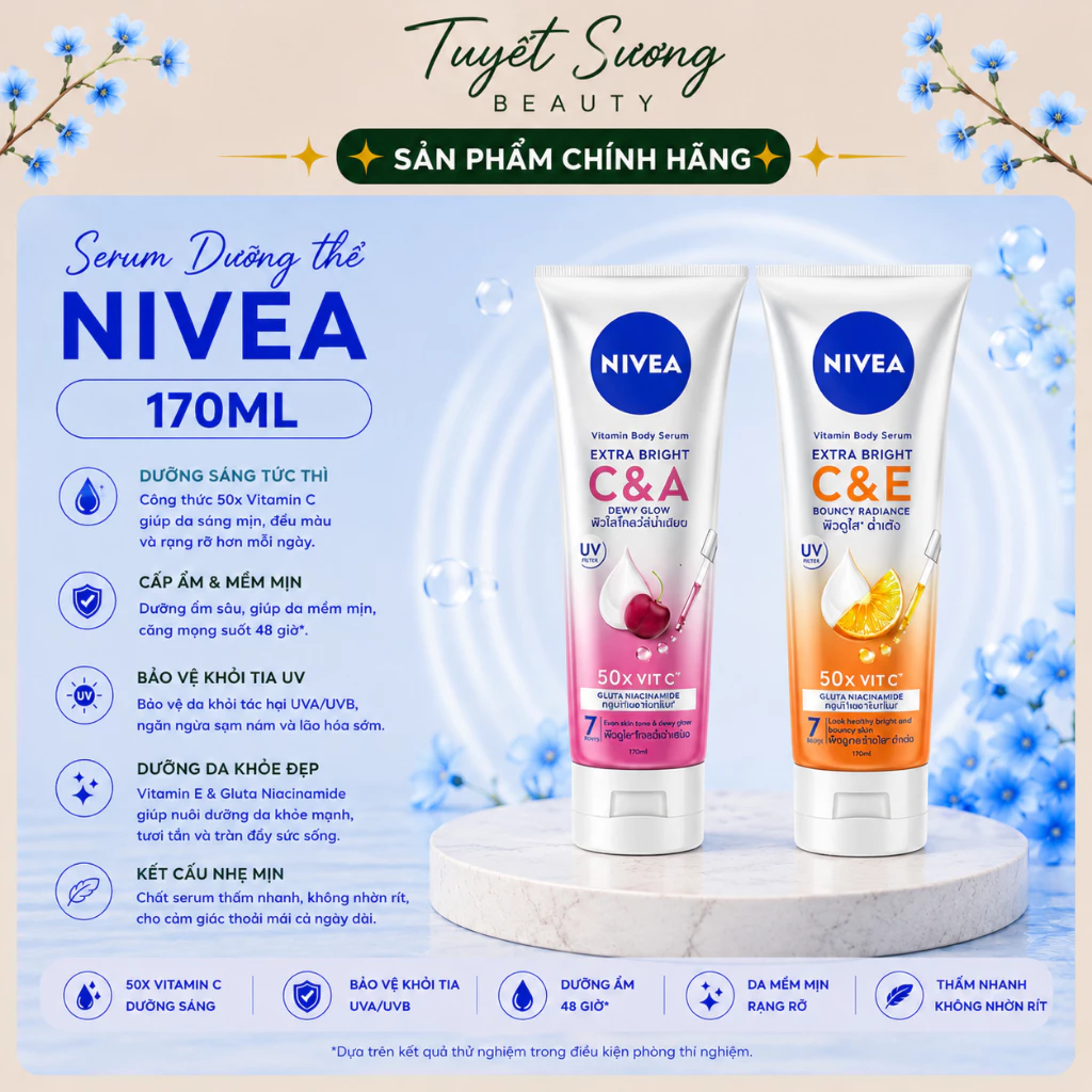 Serum Dưỡng Thể NIVEA Vitamin Sáng Mượt Da Sau 7 Ngày (170 ml)
