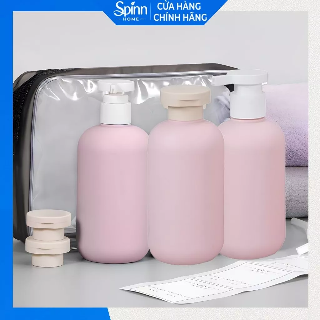 Set 3 lọ chiết đựng dầu gội sữa tắm có vòi nhấn tiện lợi, lọ đựng mỹ phẩm mini đi du lịch tiện dụng