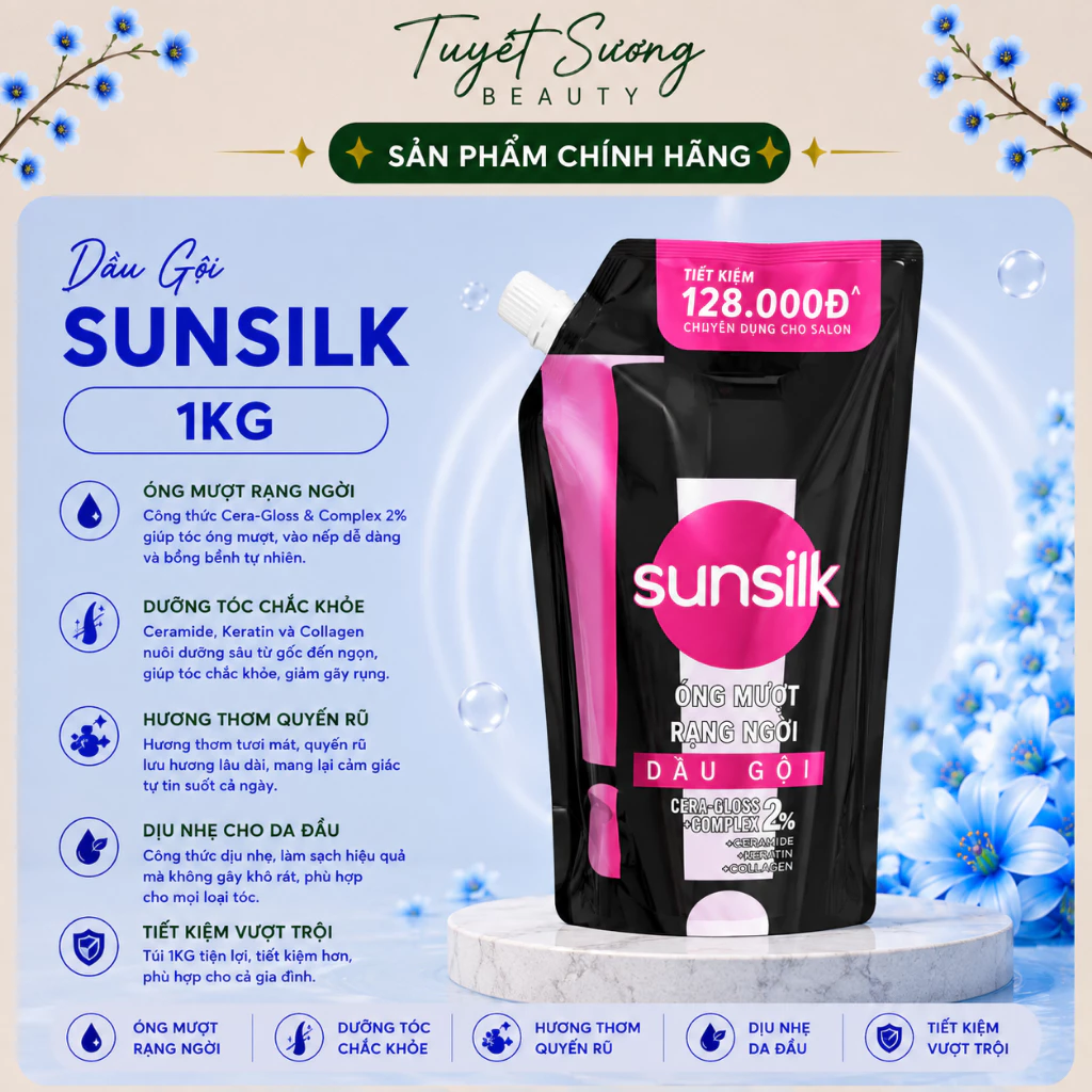 Dầu gội Sunsilk Óng mượt rạng ngời túi 1kg