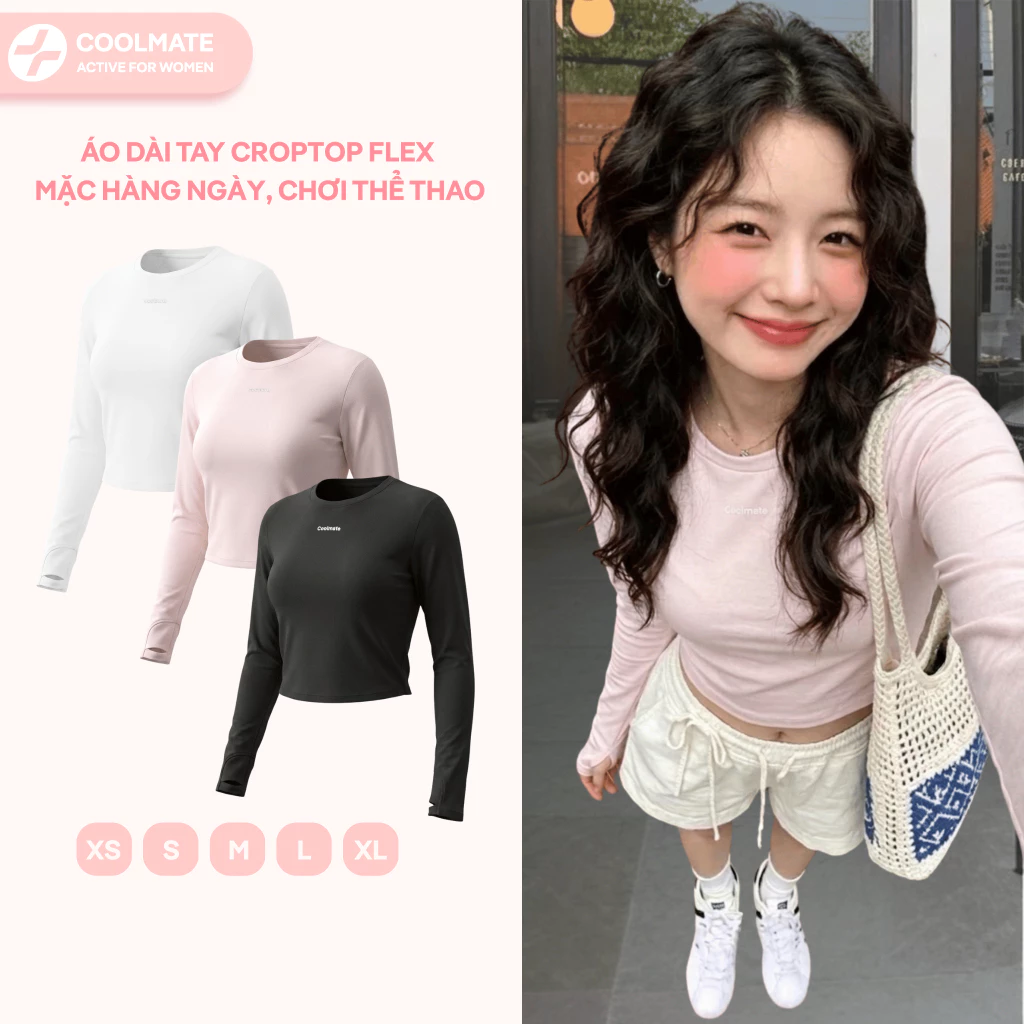 [MUA 2 GIẢM 20%] Áo dài tay thể thao đi chơi nữ thể thao Croptop Flex mềm mại co giãn Coolmate