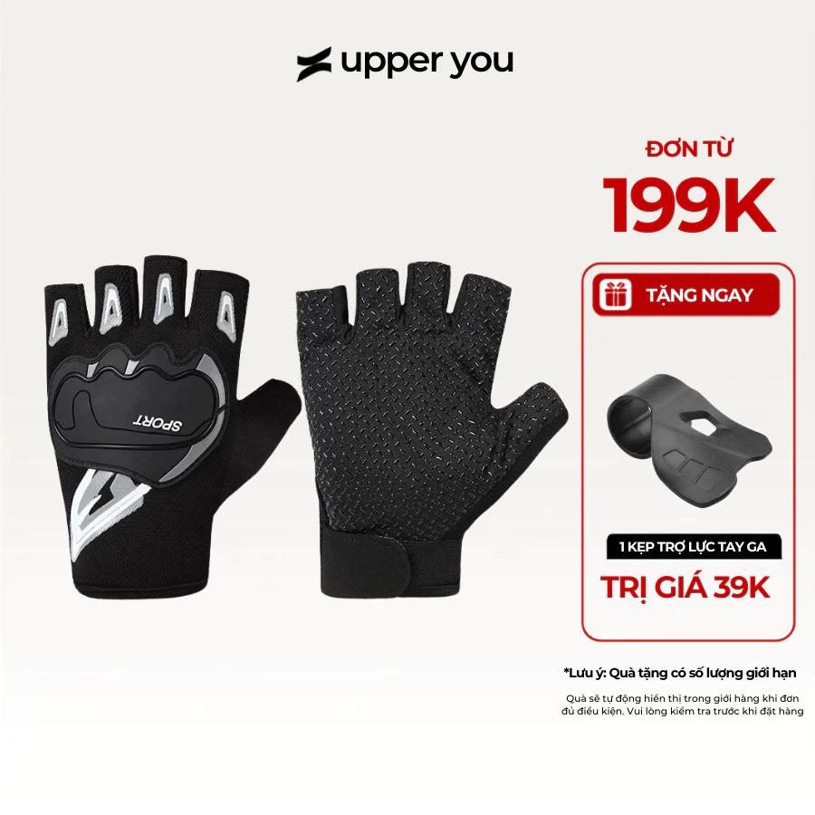 [TẶNG QUÀ ĐƠN 199K] Găng Tay Lái Xe Cho Nam Thiết Kế Hở Ngón Cao Cấp Upper You Có Silicon Chống Tuột Đi Phượt - GLM01/09
