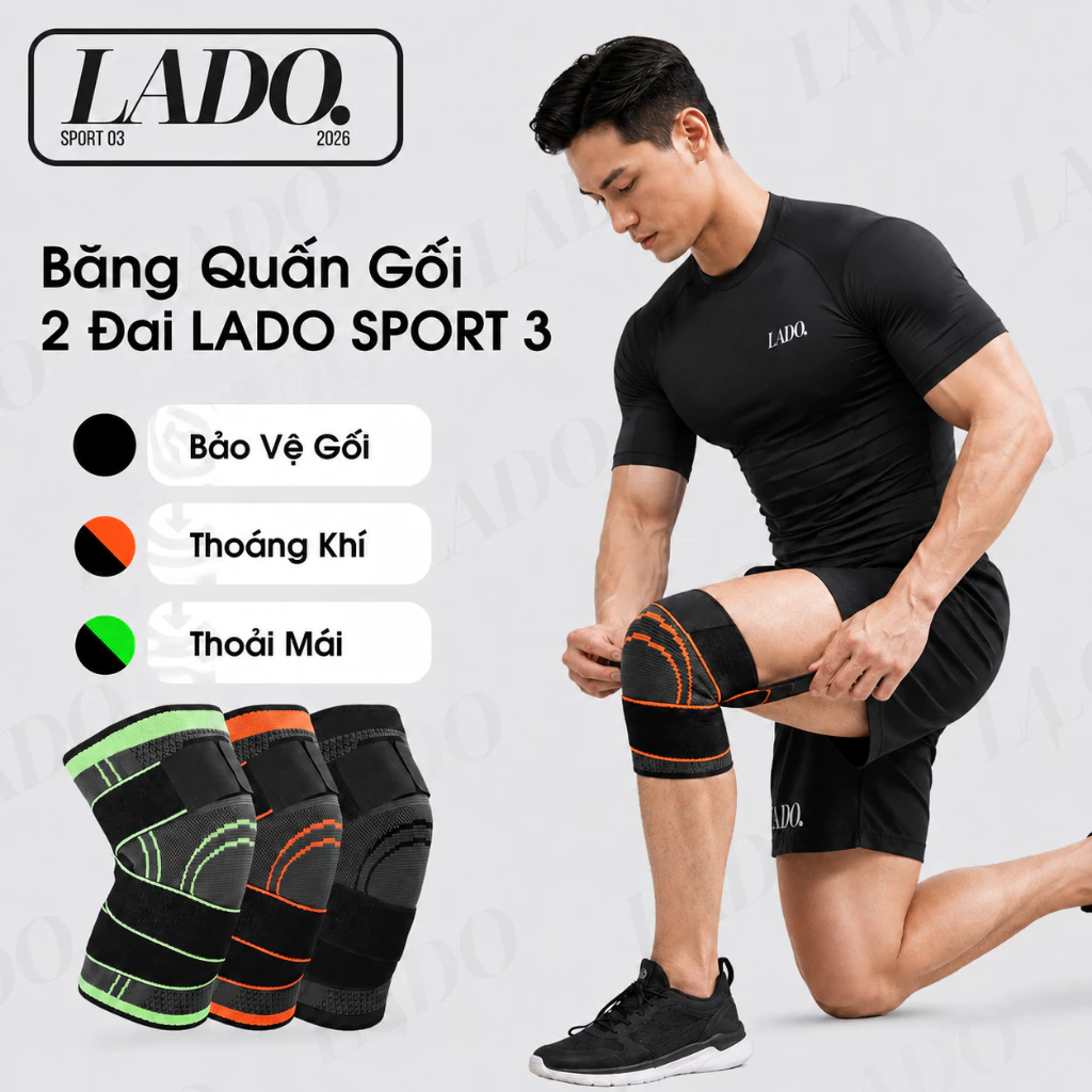 ( CÓ ĐAI ) Bó Gối Có Đai Bảo Vệ Đầu Gối Chơi Đá Bóng Bóng Rổ Bóng Chuyền Băng Đầu Gối Tập Gym Chạy Bộ LADO 02