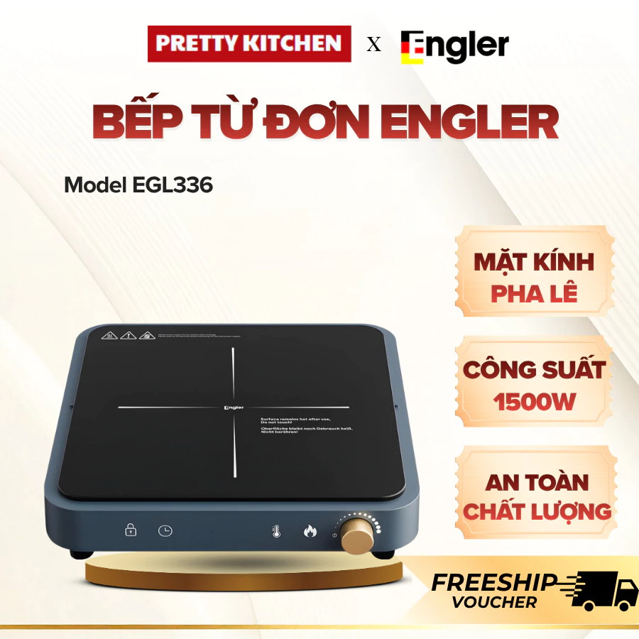 Bếp Từ Đơn Engler EGL336 Công Suất 1500W Gia Nhiệt Nhanh, Bảng Điều Khiển Cảm Ứng LED Dễ Sử Dụng - Pretty Kitchen