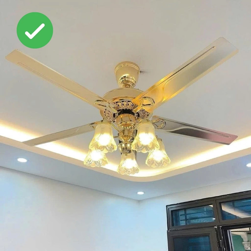 Quạt Trần 581 5 Bóng Chùm Có Điều Khiển 6 Tốc Độ Gió, Động Cơ Lõi Đồng Tiết Kiệm Điện [Bảo Hành 6 Năm]