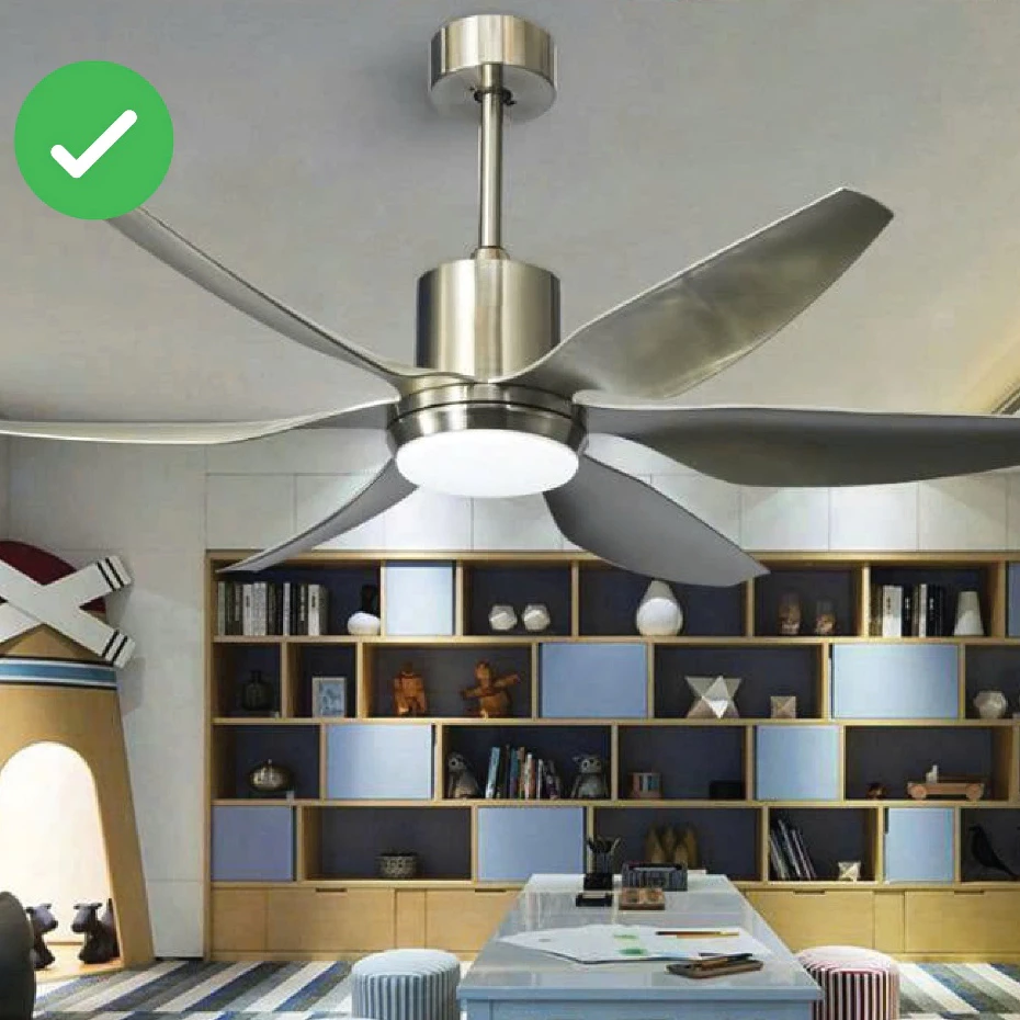 Quạt Trần 6 Cánh ABS [LOẠI ĐẶC BIỆT CÓ DÂY CÁP +CHỐT KHÓA] Cánh 1m47  Điều Khiển 6 Cấp Độ Gió, 3 Chế Độ Ánh Sáng