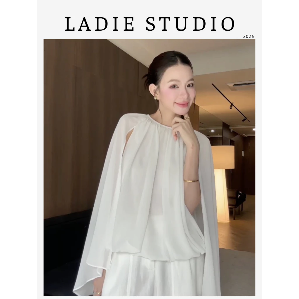 [LADIE STUDIO] Áo cổ nhún tay loe dáng bay – áo nữ chiffon tay loe nữ tính, thanh thoát AO46