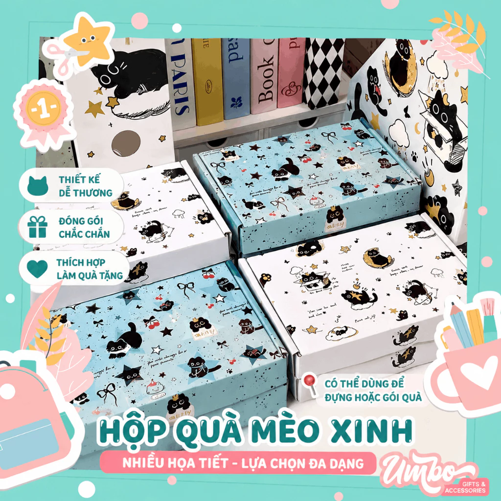 [HỎA TỐC] 2 HỘP GIẤY IN HÌNH 20x13x3 QUÀ TẶNG THỜI TRANG NẮP GẬP NHIỀU MẪU HOTTREND
