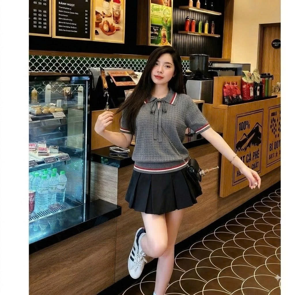 Áo Len THO PoLo Buộc Nơ 3 Màu Dễ Mặc Hàng QC Minxu Shop PZ60