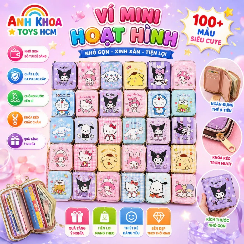 Ví Nữ Mini Cầm Tay hoa tiết cute nhiều mẫu ngẫu nhiên