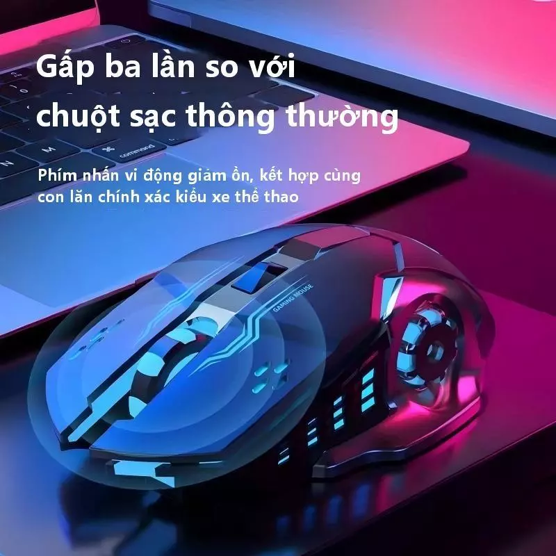 Chuột Chơi Game Không Dây Bluetooth 2.4GHz 2 Chế Độ, Im Lặng, Chỉnh DPI 3 Cấp
