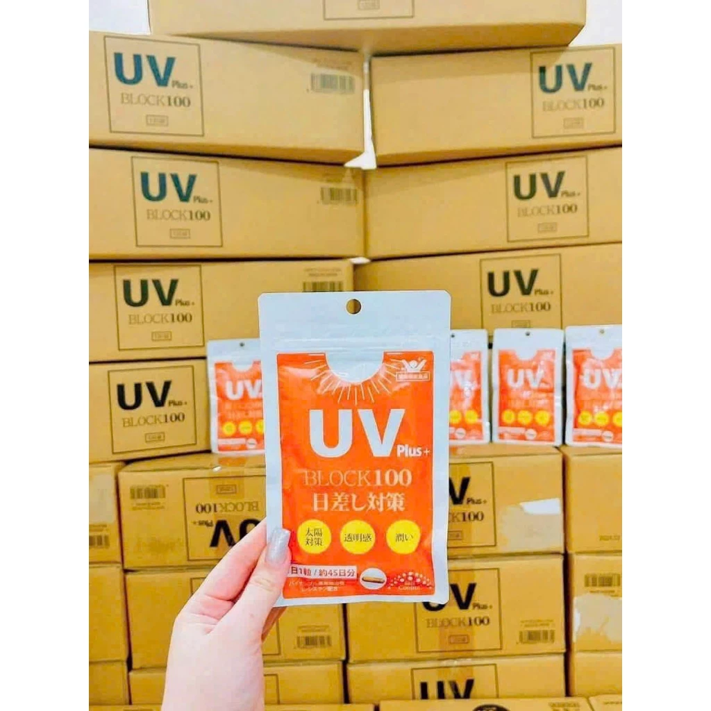 [Mẫu Mới] Viên Uống Chống Nắng UV PLUS+ BLOCK 100 Nhật Bản (45 Viên) - Chống Nắng Toàn Thân & Trắng Da Chính Hãng