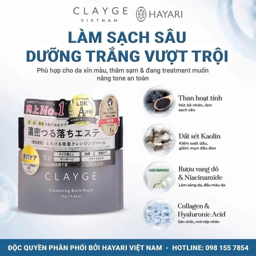 [MẪU MỚI] Sáp Tẩy Trang Đất Sét CLAYGE Cleansing Balm 90g Nhập Khẩu Nhật Bản