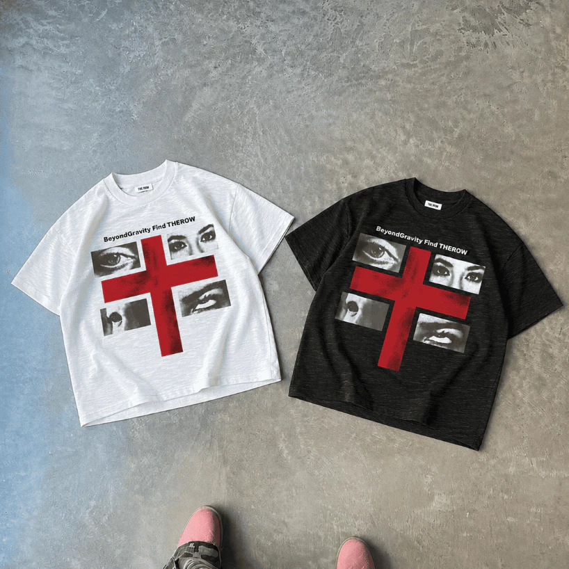 [ Cotton Xược ] TR21 Áo Thun Boxy Vải Slub Mỏng Mát Local Brand THEROW Tay Ngắn " GRAVITY" Form Rộng Unisex Nam Nữ