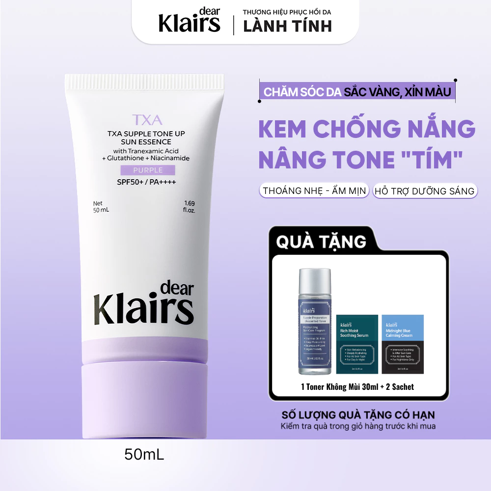 [ĐQ] Dear Klairs Kem chống nắng TXA Supple Tone Up Sun Essence SPF50+ PA++++ 50 ml