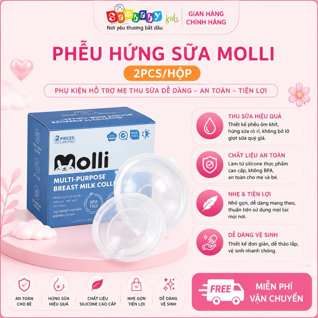 Phễu Hứng Sữa Molli 2PCS/Hộp , Kèm Hộp Đựng Bảo Quản MOL3006
