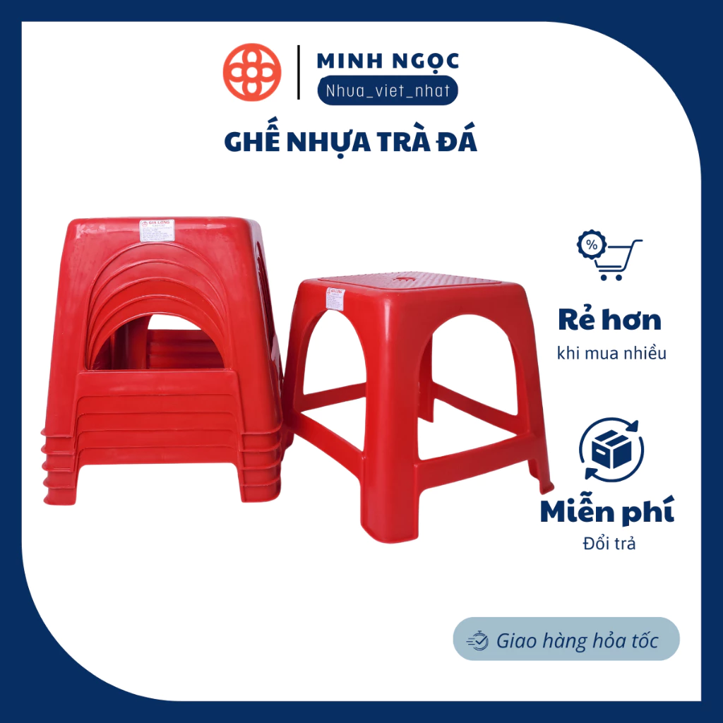 Ghế đẩu, ghế nhựa trà đá, trà chanh, ghế quán ăn vặt. quán ốc, ghế màu đỏ GLCC bền đẹp rẻ 9087