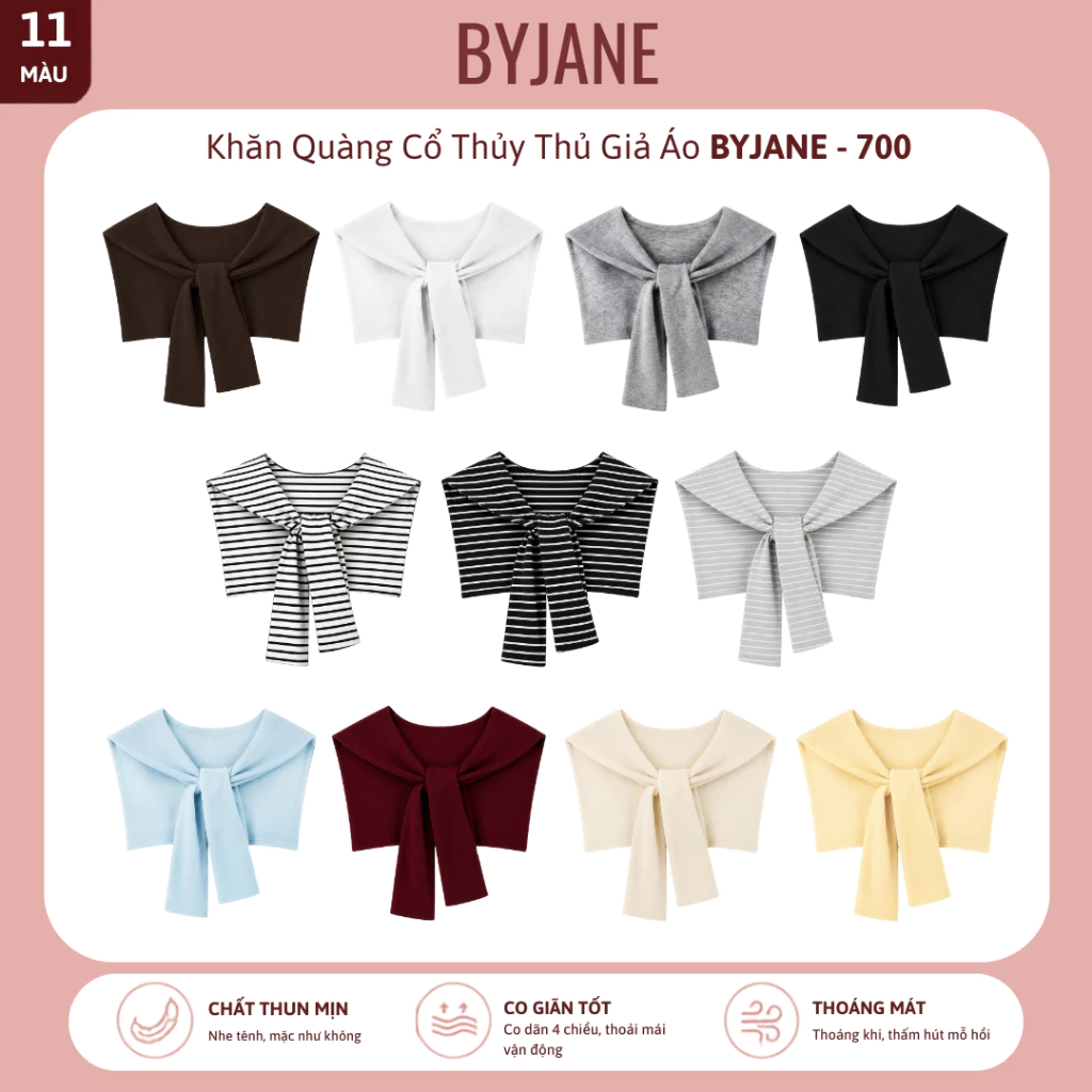 [ MỞ BÁN ] Khăn Quàng Cổ Thủy Thủ Giả Áo Nữ BYJANE 700 - Khăn Choàng Cổ Co Giãn Phối Áo Sơ Mi, Váy, 11 Màu