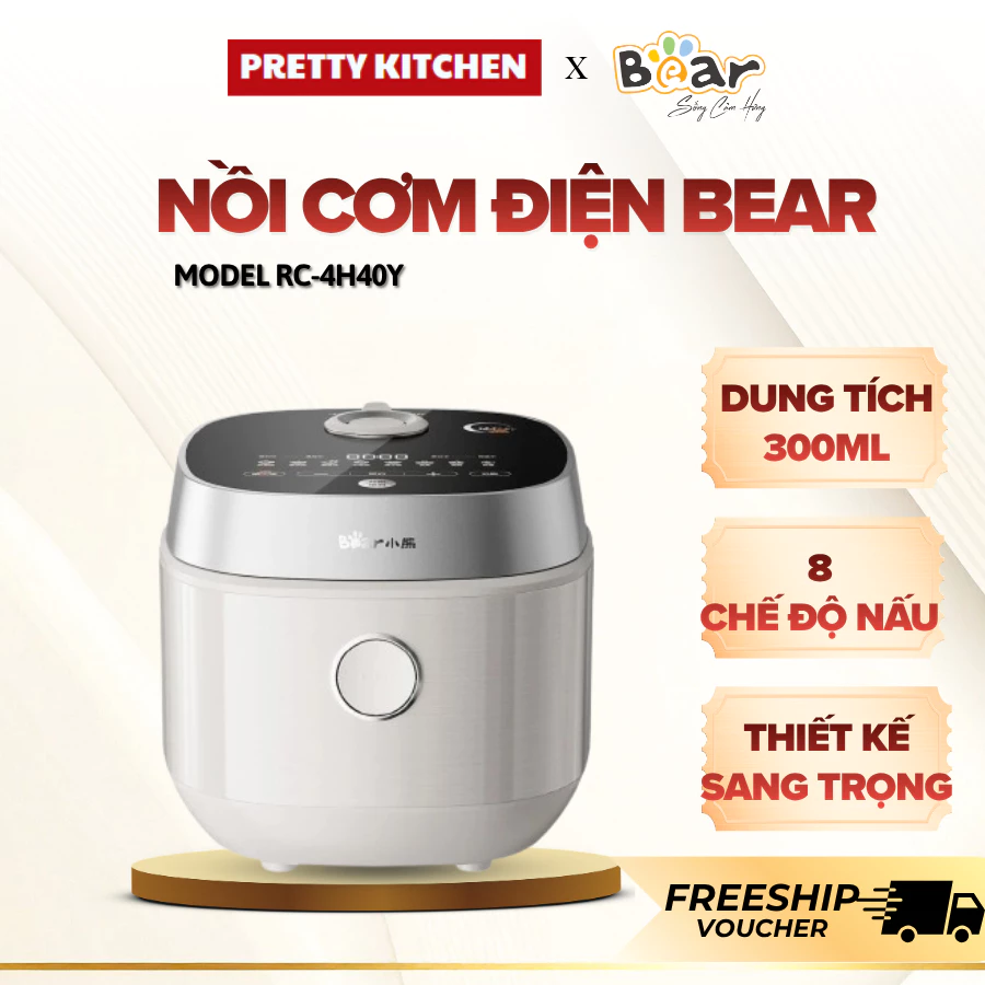 Nồi cơm Bear RC 4H40Y nồi cơm 1,5l Tiết Kiệm Điện Hiệu Quả, Hoạt Động Ổn Định Bền Bỉ - Pretty Kitchen