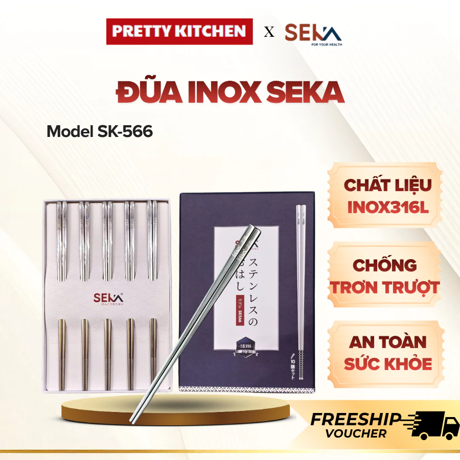 Đũa Inox Seka SK566 Ổn Định Khi Tiếp Xúc Nhiệt Độ Cao, Thiết Kế Thon Gọn Dễ Sử Dụng Hàng Ngày - Pretty Kitchen